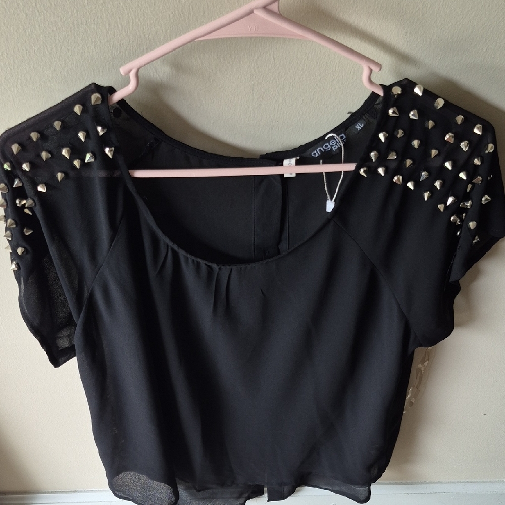 Chic Black Studded Blouse